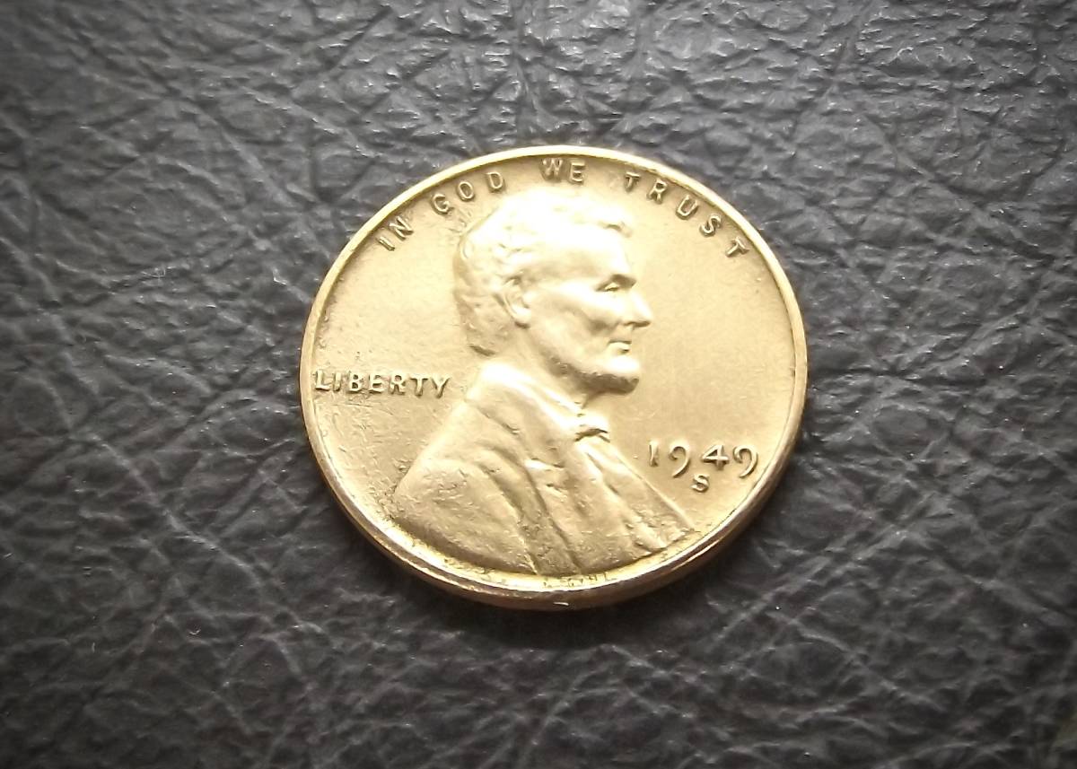 1セントコイン リンカーン 小麦 1949年製造 S刻印  送料無料です。 （15940） USA 貨幣 硬貨 ペニー アメリカの画像2