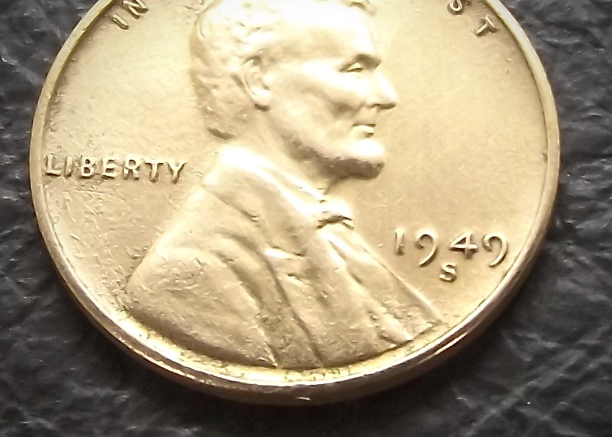1セントコイン リンカーン 小麦 1949年製造 S刻印  送料無料です。 （15940） USA 貨幣 硬貨 ペニー アメリカの画像1