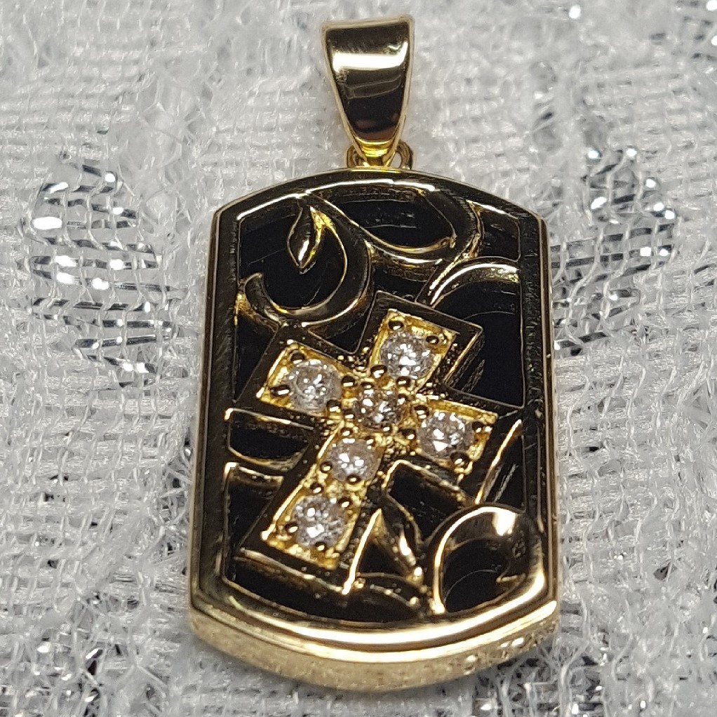 新作通販】 メンズk18/18金/yg/ダイヤモンド0.08ct/オニキスペンダント