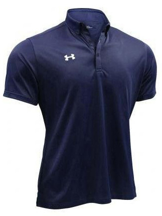 UA button down polo-shirt with short sleeves 1342582-410 navy MD size men's 