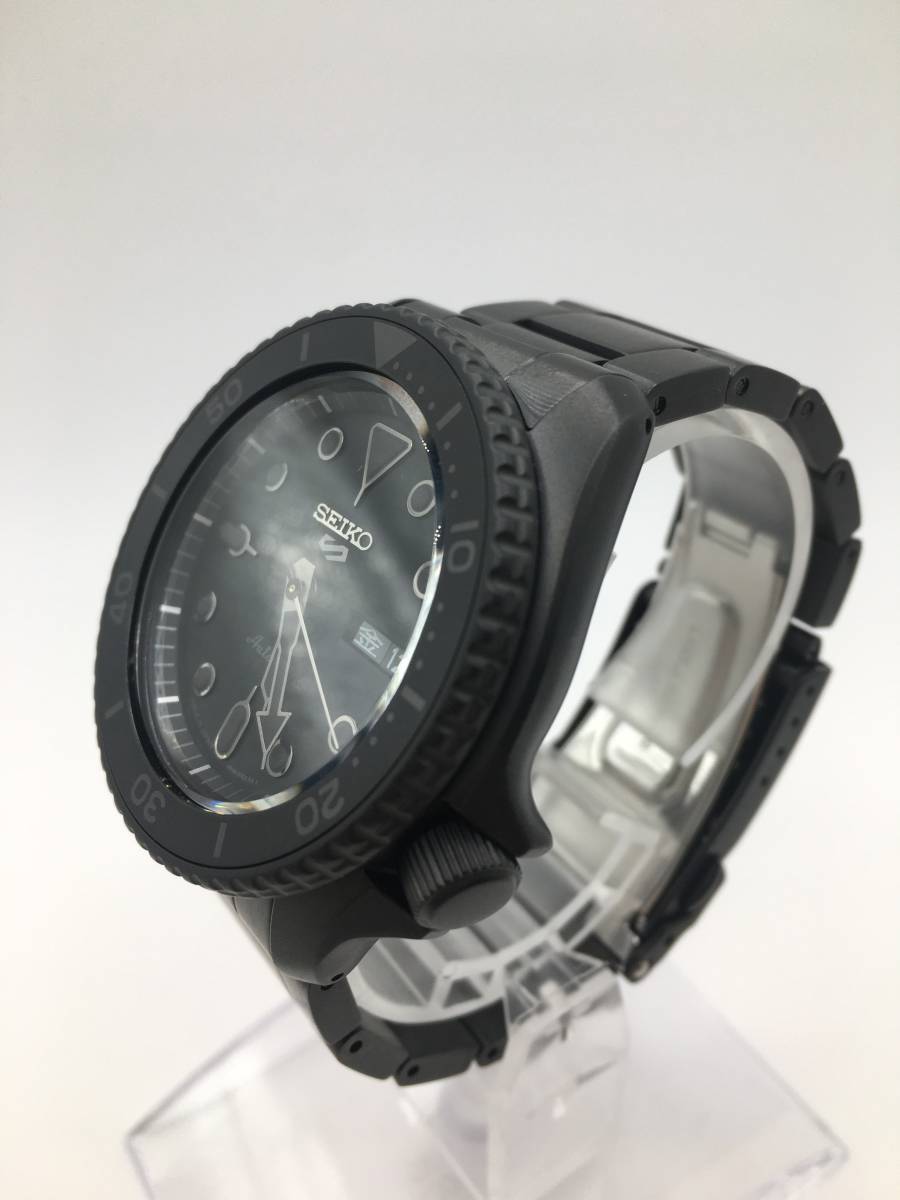 海外【海外セイコー5スポーツ 自動巻き 4R36 07G0 マットブラック 美品