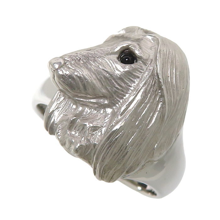 一番人気物 オニキス 犬モチーフ 16.5号 リング・指輪 レディース 6.8g