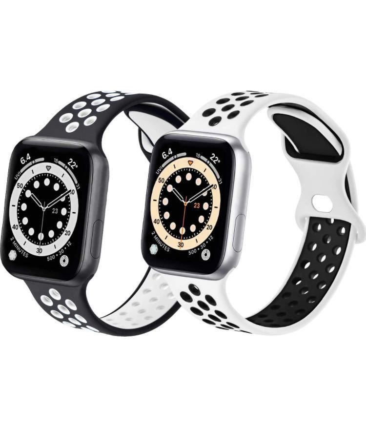 Apple Watch バンド, スポーツベルトシリコン 防汗アップルウォッチバンド　iWatch SE /Series8/7/6/5/4/3/対応　42/44/45/49mm 2本_画像1