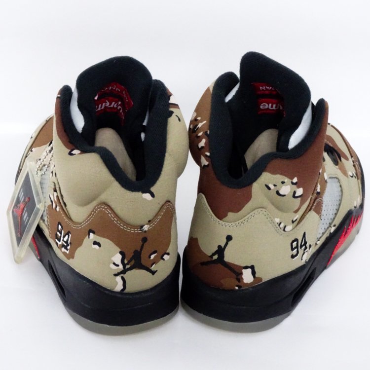 【ほぼ未使用/1円】ナイキ NIKE AIR JORDAN 5 RETRO SUPREME エアジョーダン 5 シュプリーム デザートカモ 824371 201 US9.5 スニーカー_画像5