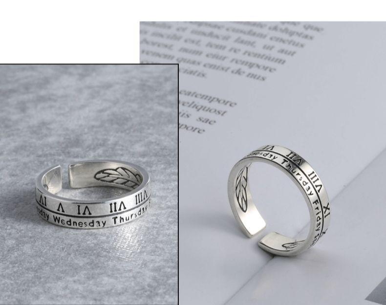 シルバー リング メンズ 指輪 レディース シンプル アクセサリー ローマ数字 韓国 銀色 フリーサイズ オシャレ かっこいい かわいい ｜PayPayフリマ
