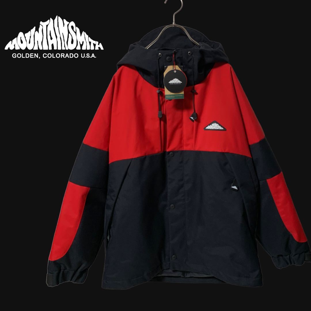 未使用 MOUNTAIN SMITH MOUNTAIN PARKA DOWN マウンテンスミス マウンテンパーカダウン S アウトドア ハードシェルジャケット 赤×黒_画像1