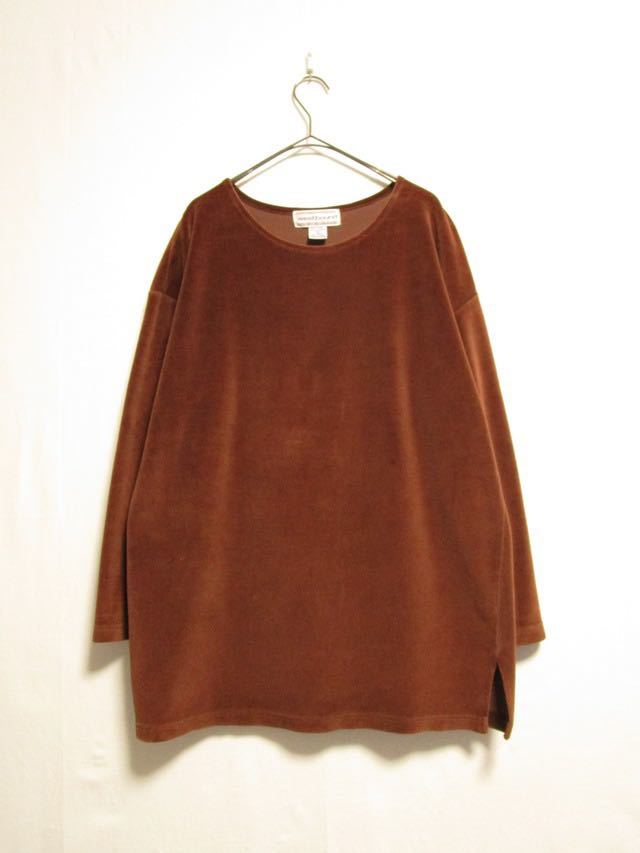 1990's westbound Brown velour fabric crew neck L/S cut and sew ビンテージカットソー ワイドカットソー