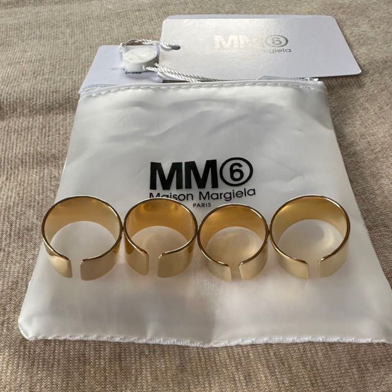 4新品 メゾンマルジェラ MM6 4連リング 指輪 22SS size 4 Maison Margiela 6 マルタン レディース アクセサリー  リング ゴールド