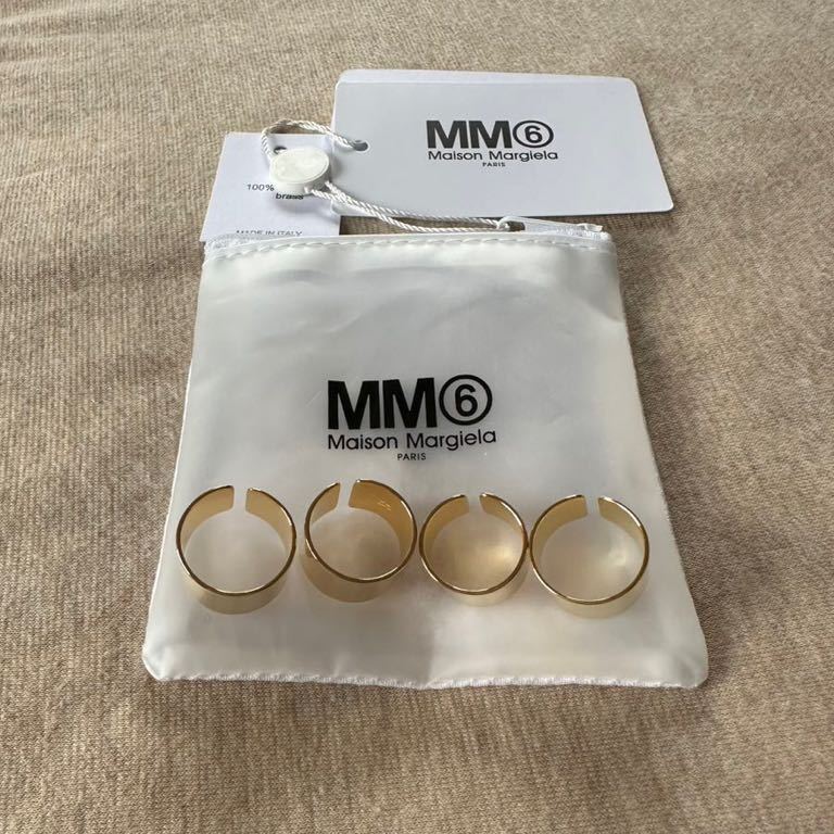 4新品 メゾンマルジェラ MM6 4連リング 指輪 22SS size 4 Maison Margiela 6 マルタン レディース アクセサリー  リング ゴールド