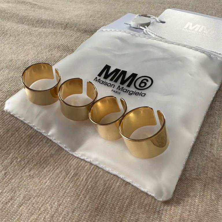 4新品 メゾンマルジェラ MM6 4連リング 指輪 22SS size 4 Maison Margiela 6 マルタン レディース アクセサリー  リング ゴールド