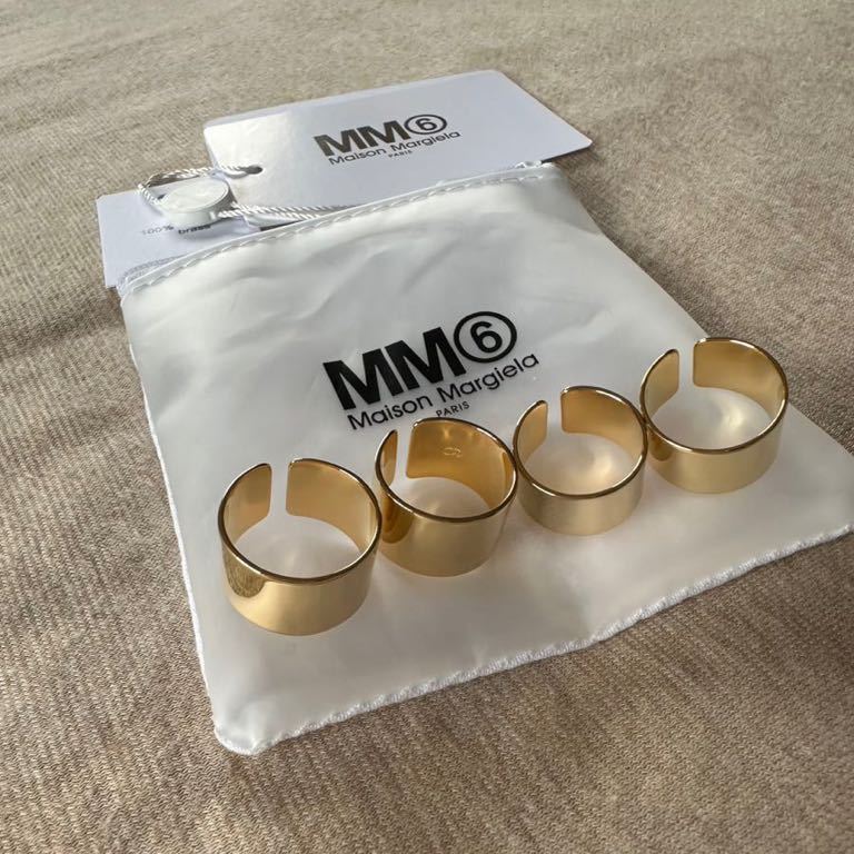 4新品 メゾンマルジェラ MM6 4連リング 指輪 22SS size 4 Maison Margiela 6 マルタン レディース アクセサリー  リング ゴールド