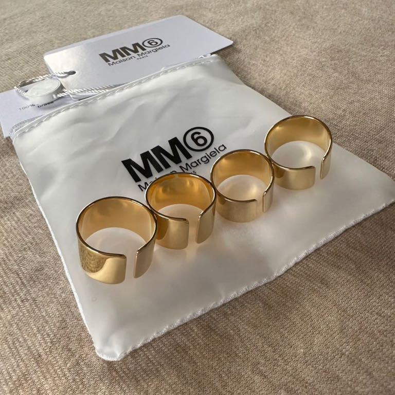 4新品 メゾンマルジェラ MM6 4連リング 指輪 22SS size 4 Maison Margiela 6 マルタン レディース アクセサリー  リング ゴールド