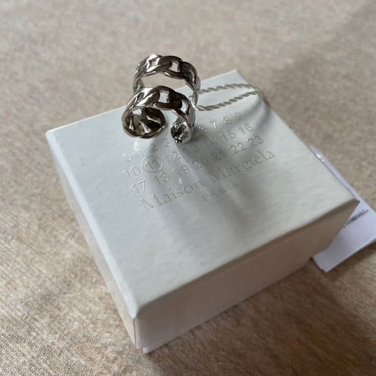 XS新品 メゾンマルジェラ 2連 チェーンリング 指輪 20SS size XS 11号 Maison Margiela 11 レディース アクセサリー リング シルバー