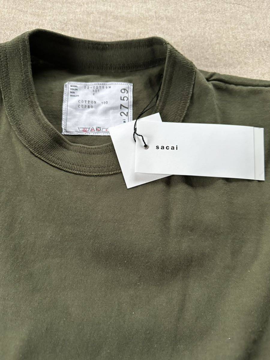 4新品 sacai サカイ メンズ 刺繍 再構築 切り替え ロング Tシャツ 長袖