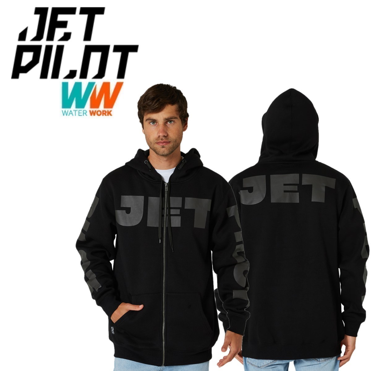 ジェットパイロット JETPILOT 2023 パーカー メンズ マリン 送料無料 ディバイディド ジップ W23705 ブラック S フーディー