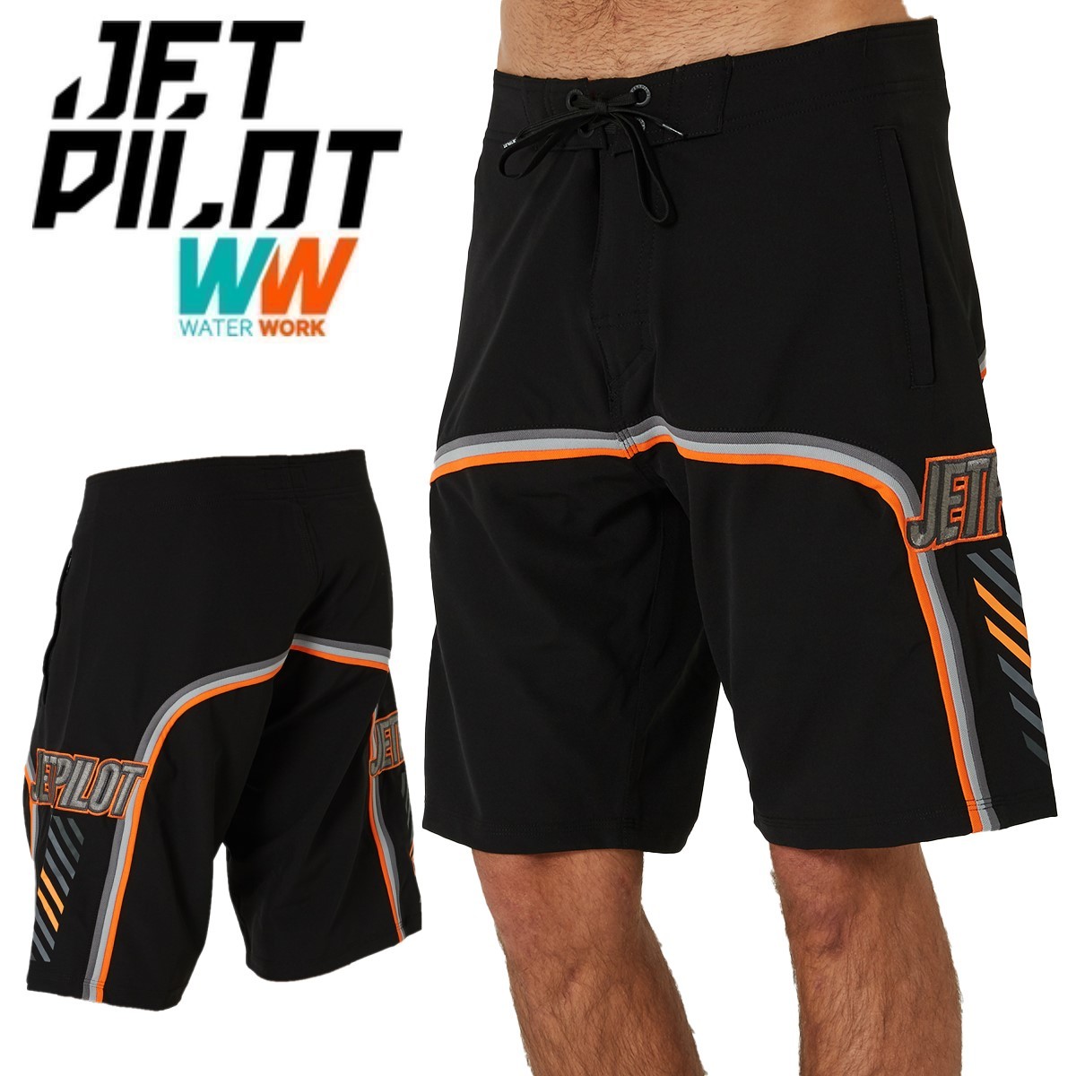 ジェットパイロット JETPILOT 2023 ボードパンツ 送料無料 F4 メンズ ボードショーツ W23900 ブラック/オレンジ 36 海パン