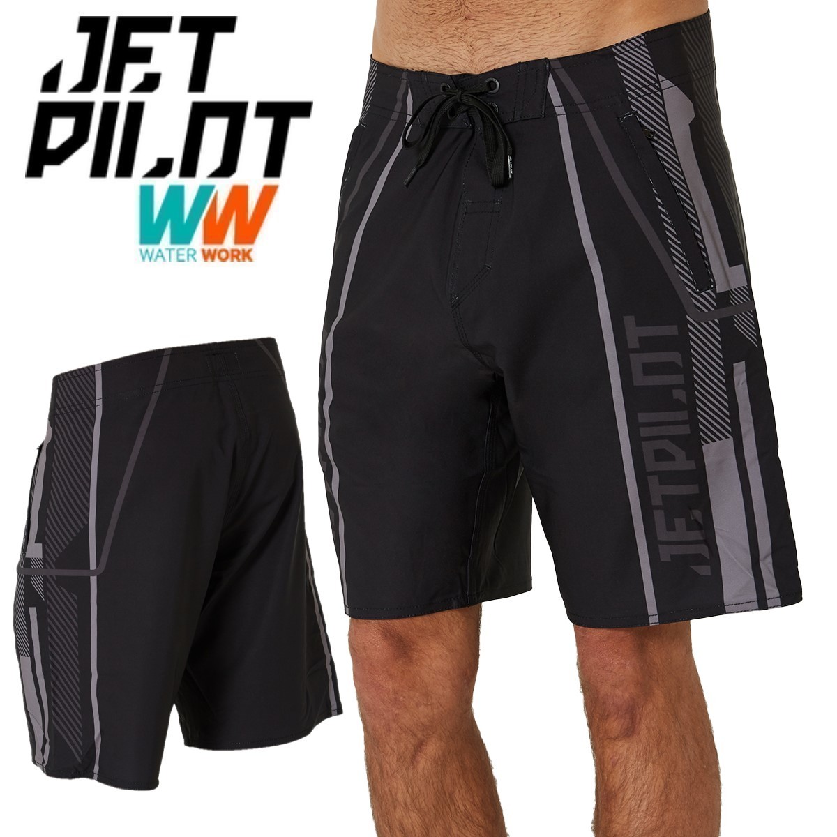 ジェットパイロット JETPILOT 2023 ボードパンツ 送料無料 ラリー メンズ ボードショーツ W23901 ブラック/チャコール 36 海パン