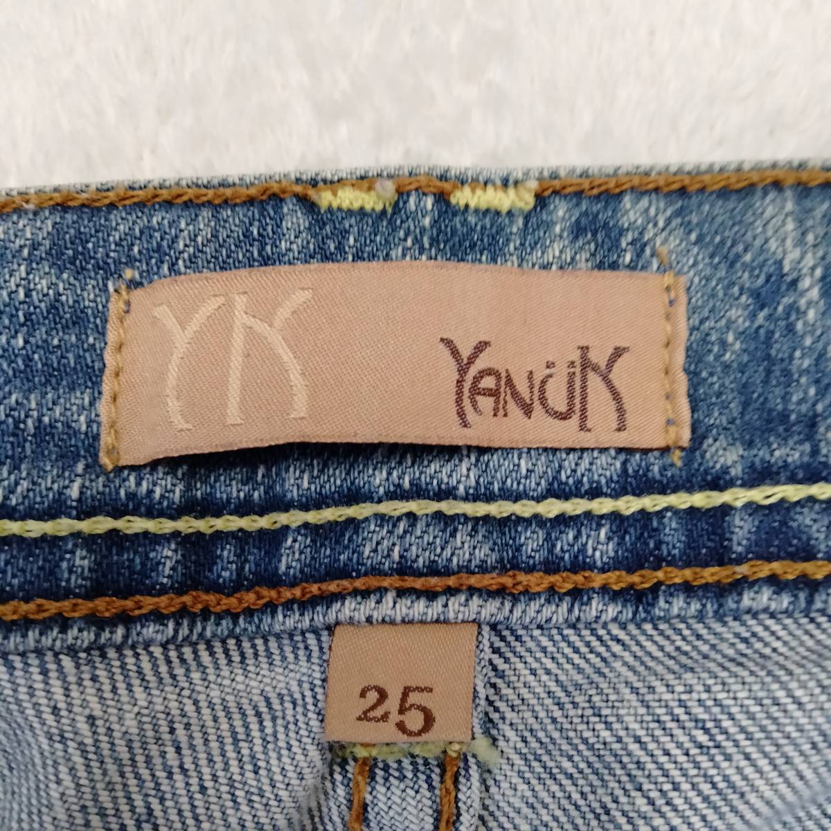 YANUK Yanuk flair Denim pants jeans bottoms woshu processing full length pocket belt loop blue size 25 YFF61