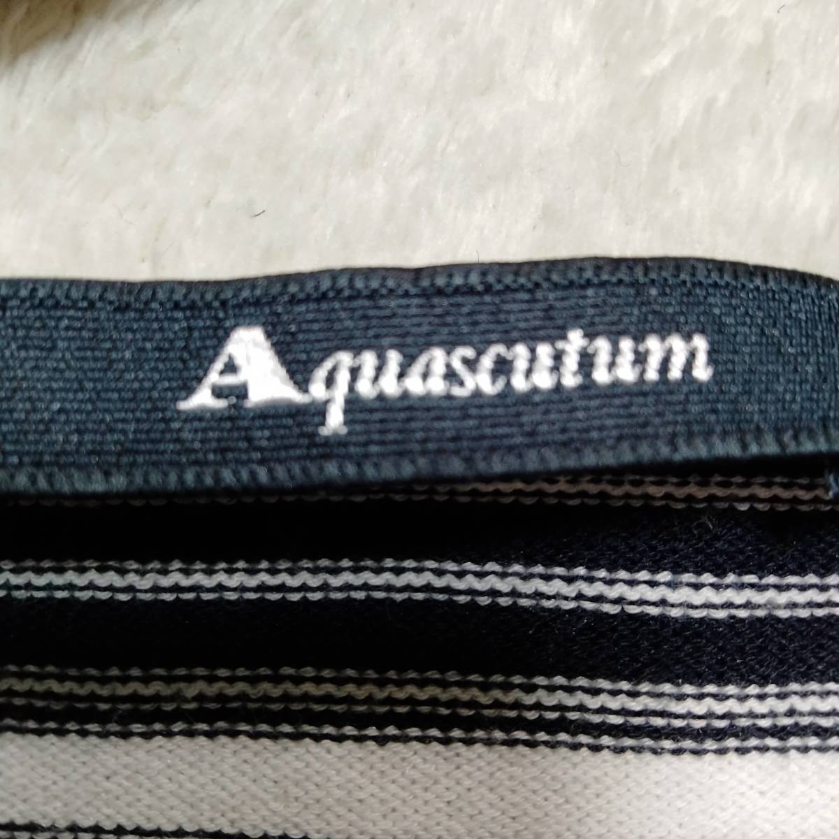 Aquascutum アクアスキュータム トップス シャツ ラウンドネック ボーダー 無地 半袖 メンズ サイズ75 ブルーホワイト YFF26_画像5