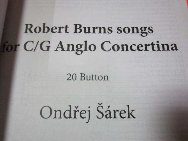 輸入楽譜（コンサーティーナ）Robert Burns Songs for C/G Anglo Concertina: 20 Button　ワンオーナー品　ロバート・バーンズ _画像2