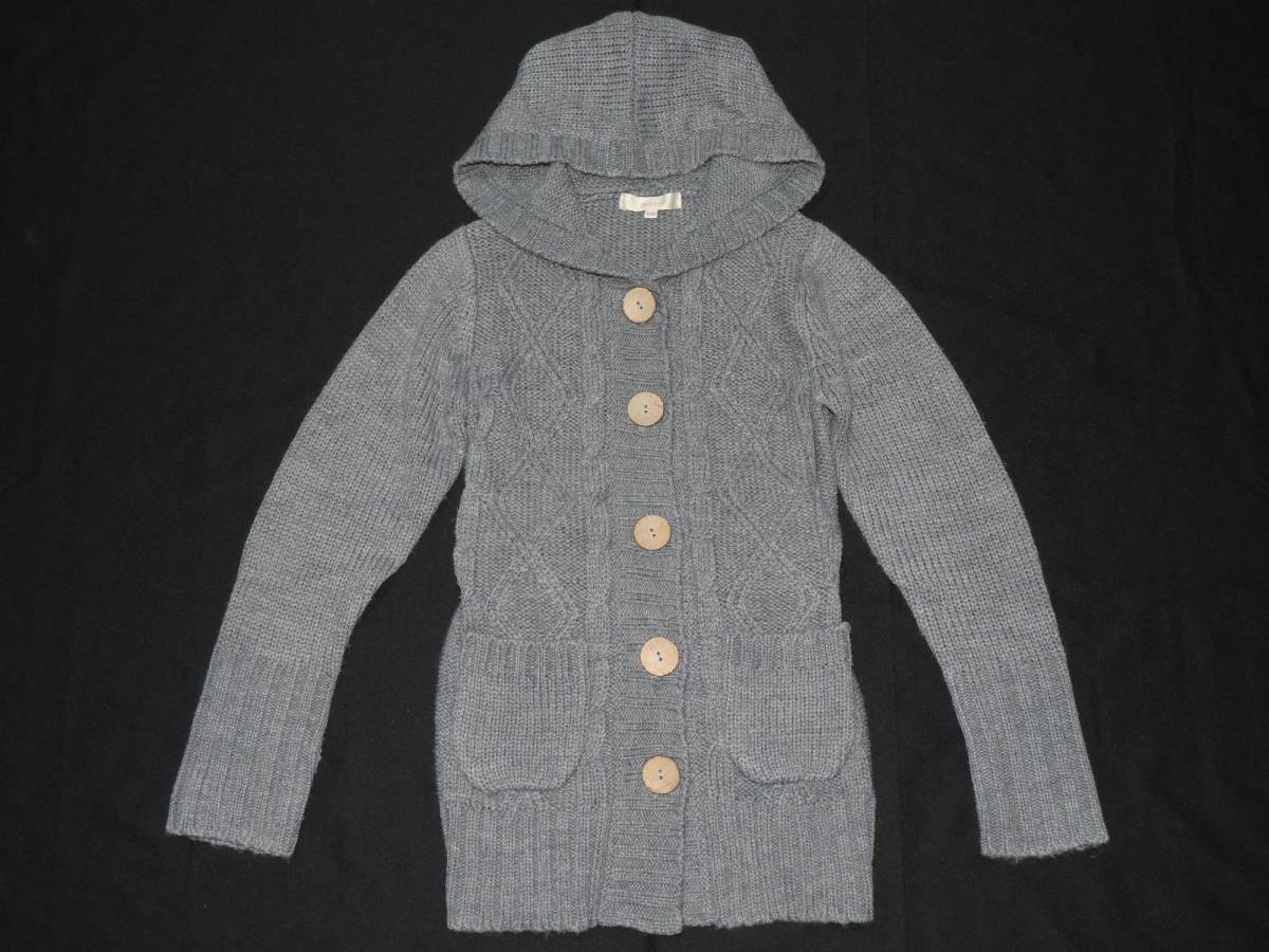 * appraisal 5000 achievement memory * super-discount * HusHush. large button with a hood . gray. knitted coat *120 centimeter *