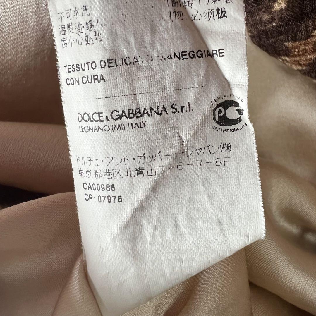 【美品】DOLCE&GABBANA レオパード柄ワンピース 膝丈 総柄 38 ドルチェアンドガッバーナ M ヒョウ柄 ノースリーブ D&G ドレス