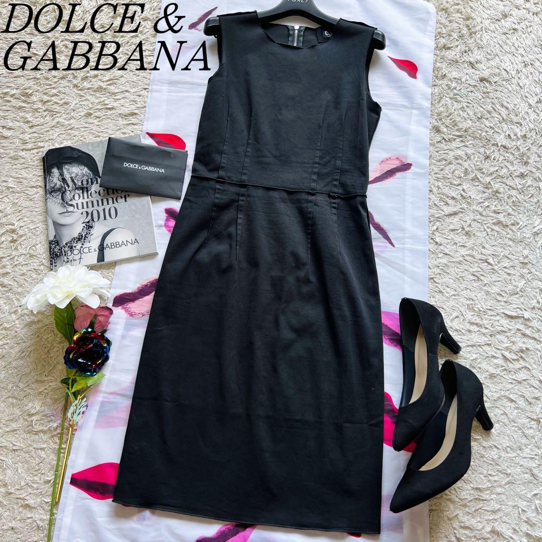 良品】DOLCE&GABBANA ロングワンピース ブラック ノースリーブ 40