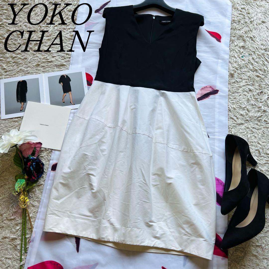 良品】YOKO CHAN バルーンワンピース バイカラー 異素材 ノースリーブ