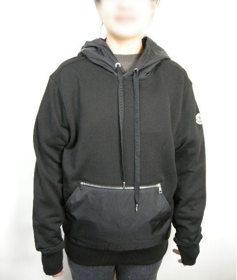 サイズS■新品 本物/モンクレール/HOODIE/ナイロンポケット切替スウェットパーカー/スエット/スウェットシャツ/メンズ/MONCLER/ブラック/黒_画像4