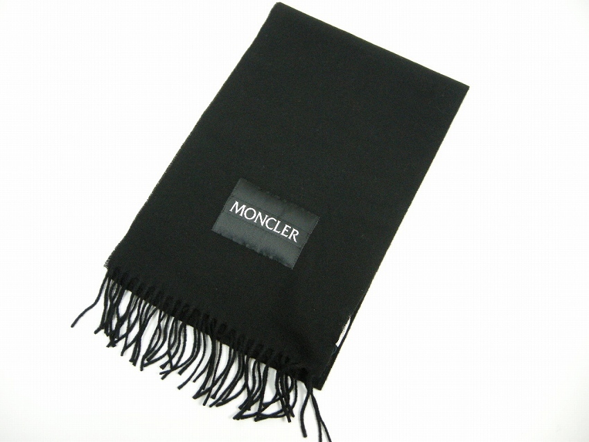 サイズフリー■新品 本物■モンクレール/SCARF/フリンジマフラー/フリンジストール/スカーフ/ウールニットマフラー/メンズMONCLER/ブラック