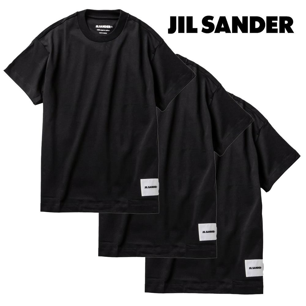 送料無料 2 JIL SANDER ジルサンダー J47GC0001 J45048 ブラック クルーネック Tシャツ 3枚セット size L