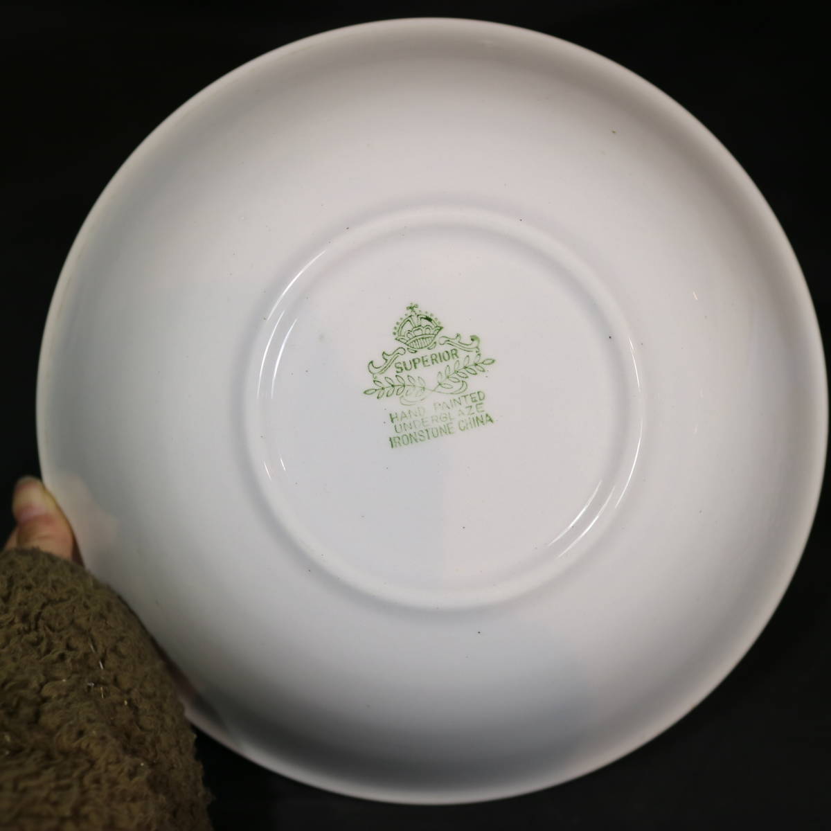 SUPERIOR スーペリア 陶器 サラダボウル セット IRONSTONE CHINA ハンドペイント 木製 サラダフォーク・スプーン 洋食器 深皿 メイン皿の画像4