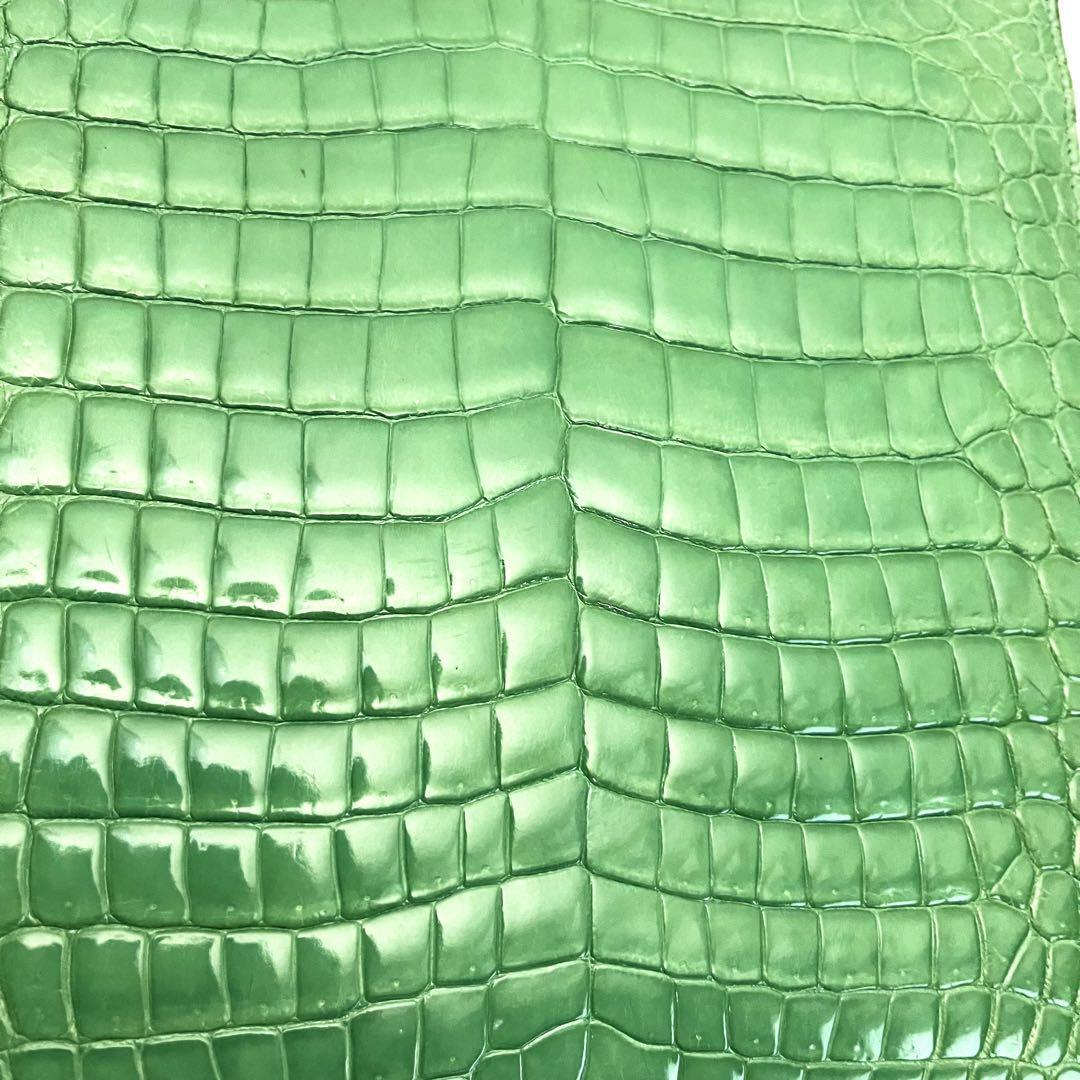 1円スタート 【最高級革 クロコダイル】超美品！ シャイニング加工 crocodile leather_画像10