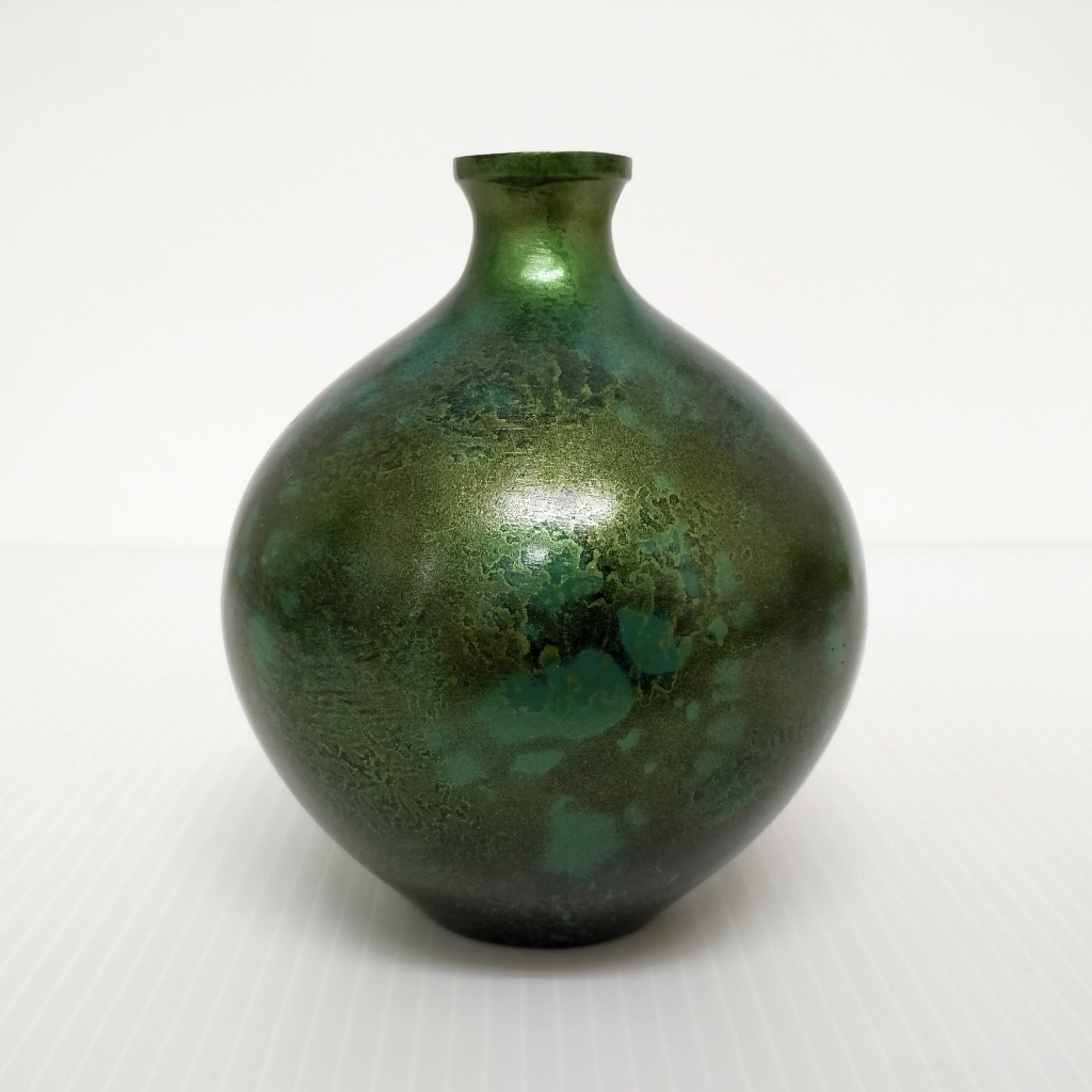  unused goods * excellent article!* height hill copper vessel vase fine art vase flower vase flower raw one wheel .. green feeling of luxury control 1802 H-1
