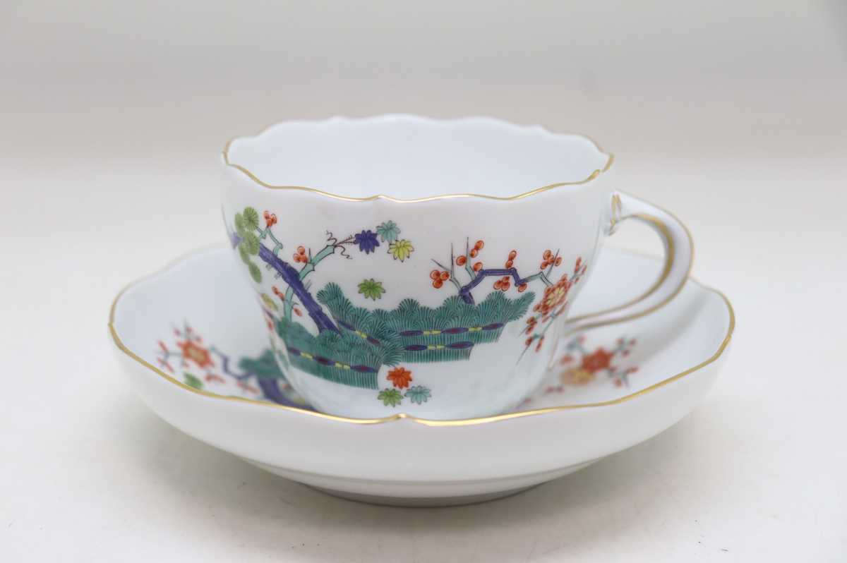 未使用 Meissen マイセン シノワズリ 柿右衛門 盆栽 多彩 灰皿 ③