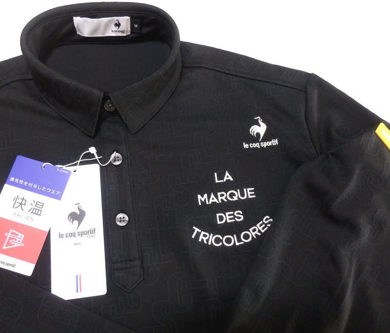 ルコック ＜Ie coq sportif＞長袖ポロシャツ1 ＬＬ寸 ブラック 送料無料