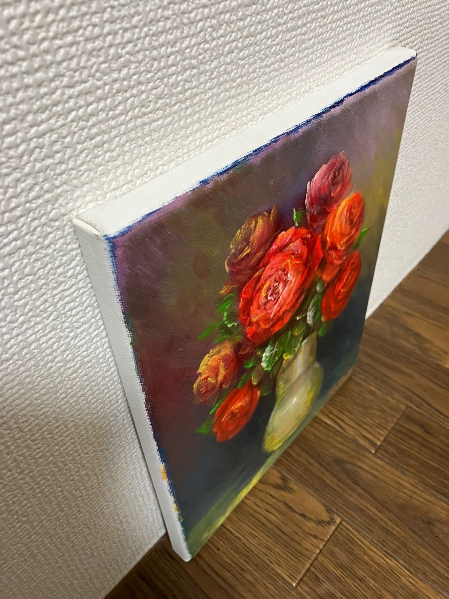 ☆ HaRu 花 バラ 薔薇 1点物 真作 原画 絵画 油絵 ♪