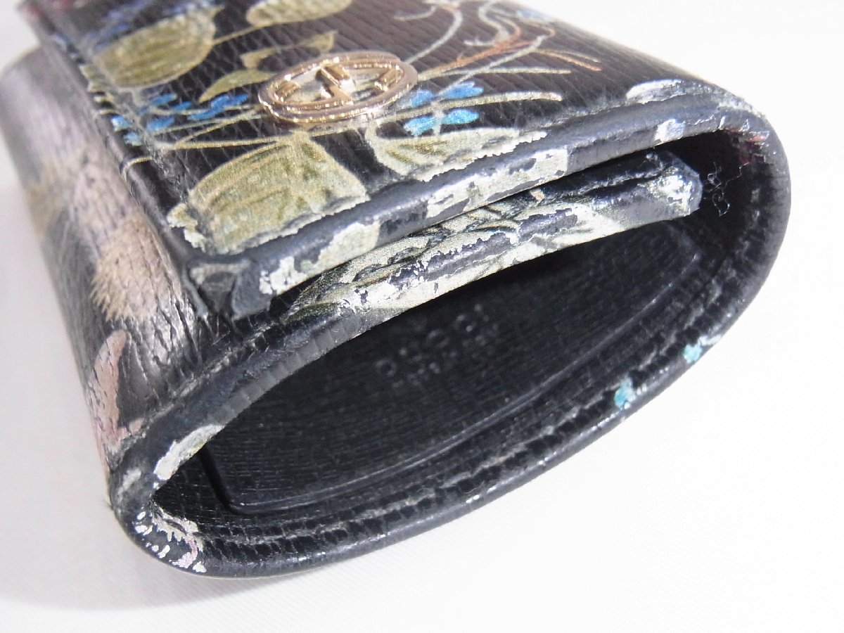 Gucci GUCCI key case 6 ream flora line leather black 309706*0959 superior article 