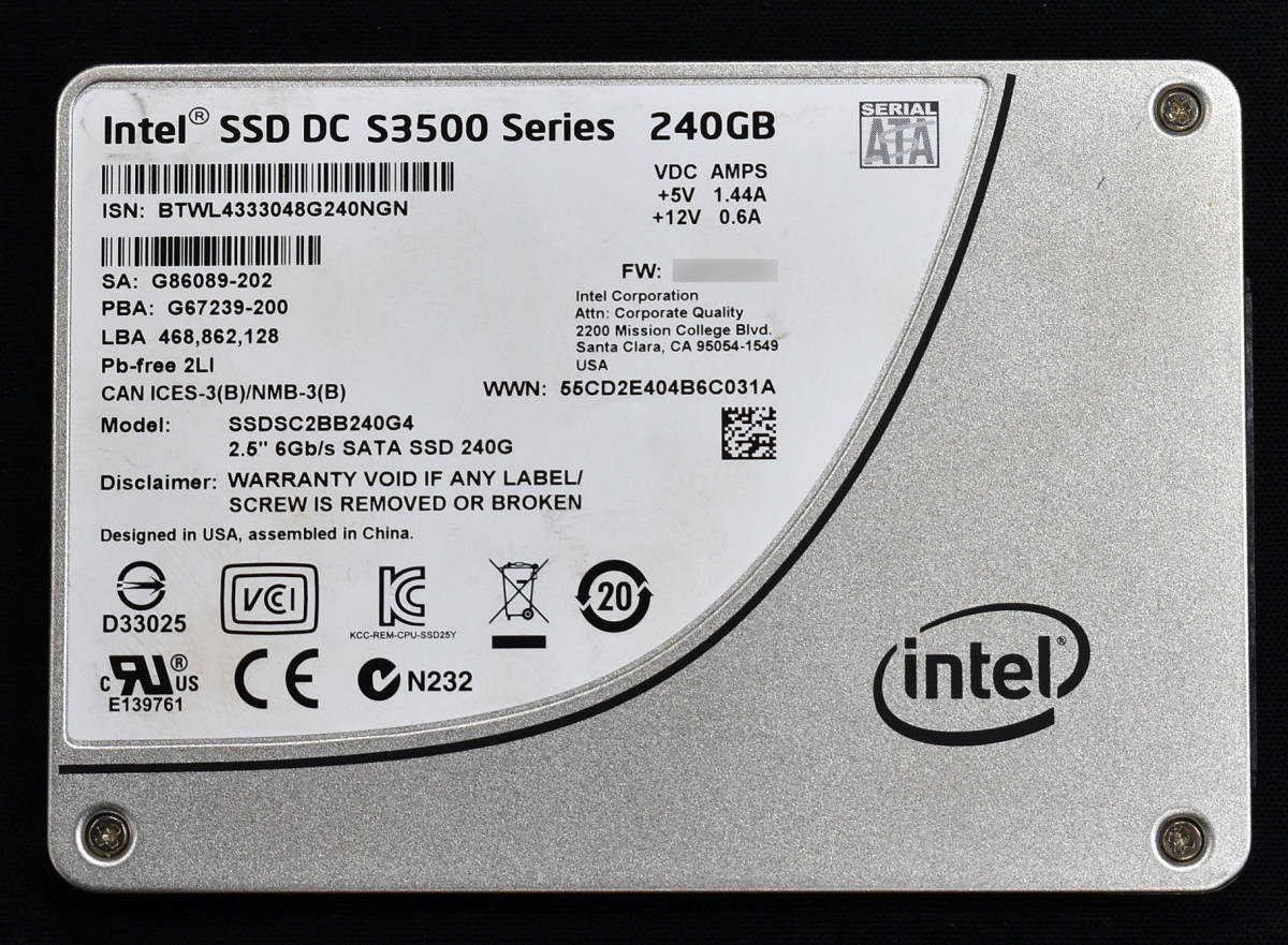 1円スタート Intel SSD Enterprise DC S3500 Series SSDSC2BB240G4 6Gb S SATA SSD  MLC 7mm) Cristaldiscinfo 正常状態(管:ES34B SSD | iesvegademijas.es