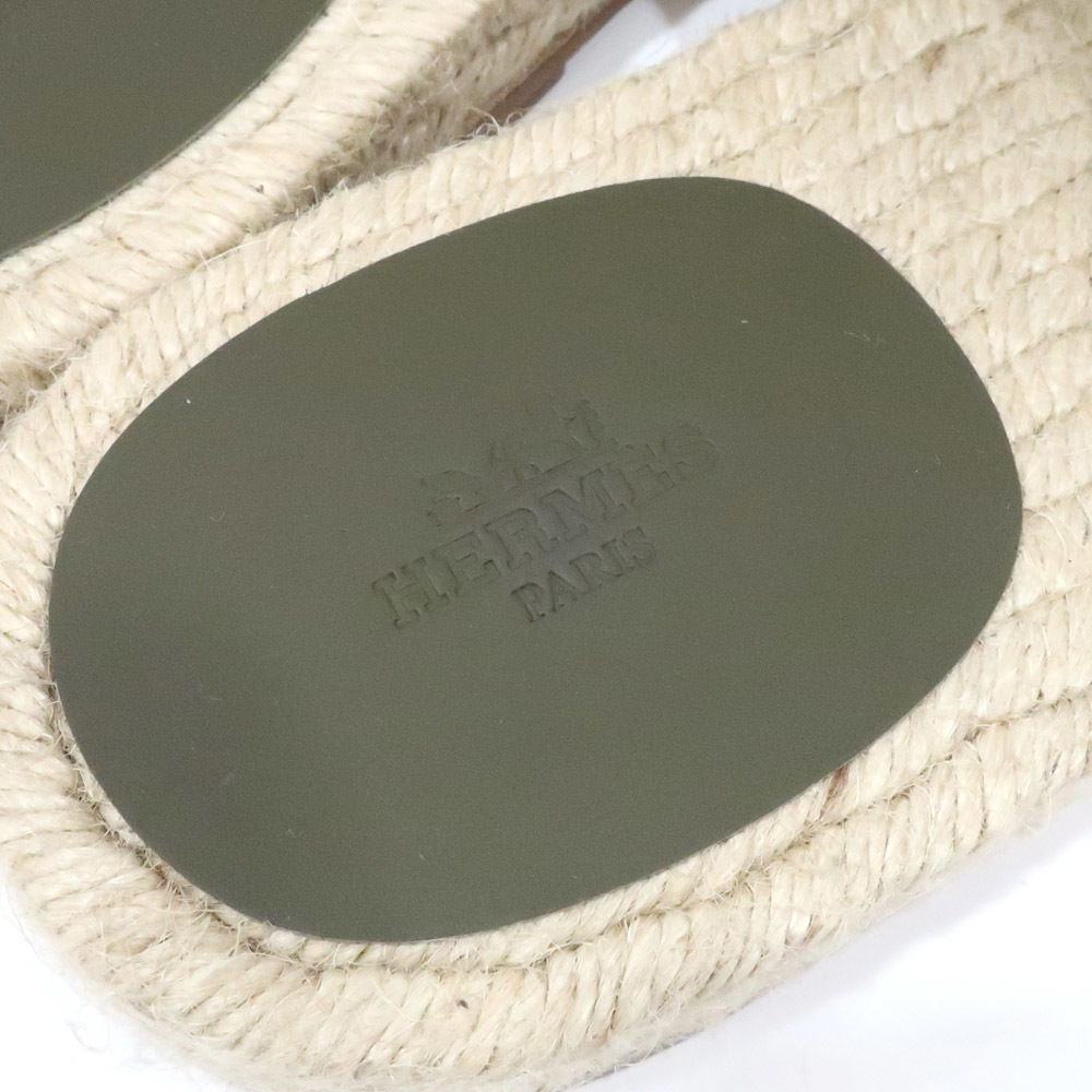 【栄】エルメス アンティグア エスパドリーユ サイズ41 約26.0cm スエード カーキ系 サンダル 靴【新品】【未使用】の画像7
