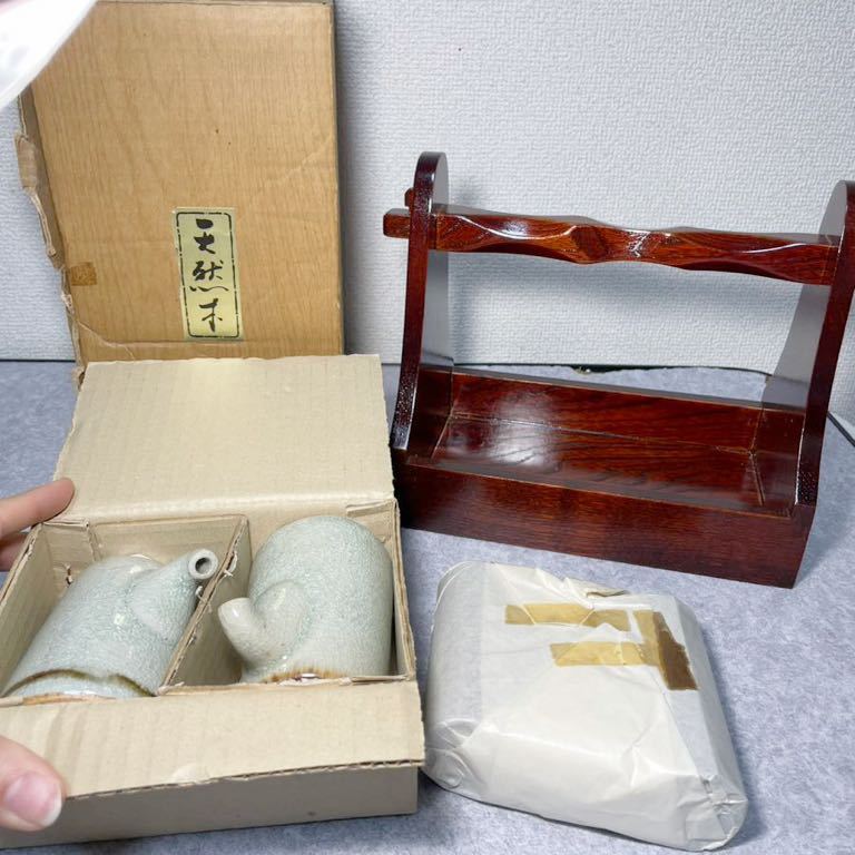 当時物】【未使用】手提げ箱木製お運び箱おかもち蓋付茶道具入| JChere