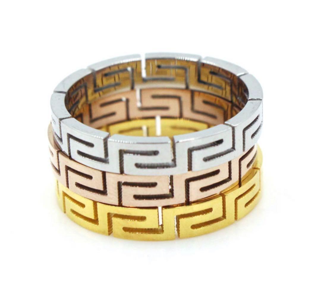 グレカ デザイン リング 指輪 ピンクゴールド 14号 ユニセックス 新品