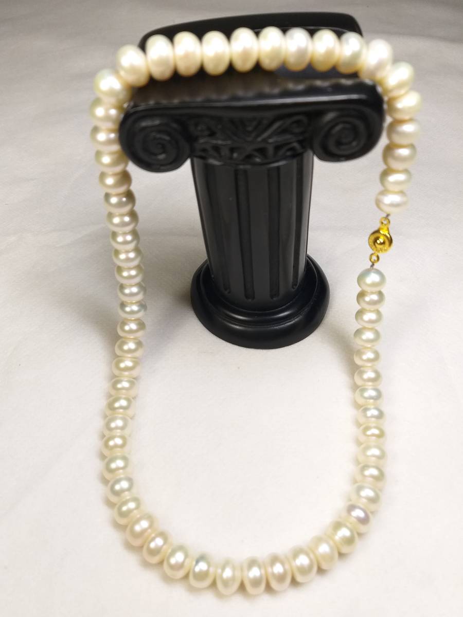 ♪即決【壽】直径8.6mm極品雲珠形本真珠ネックレス 首飾り ♪金色金具 日本製 新品