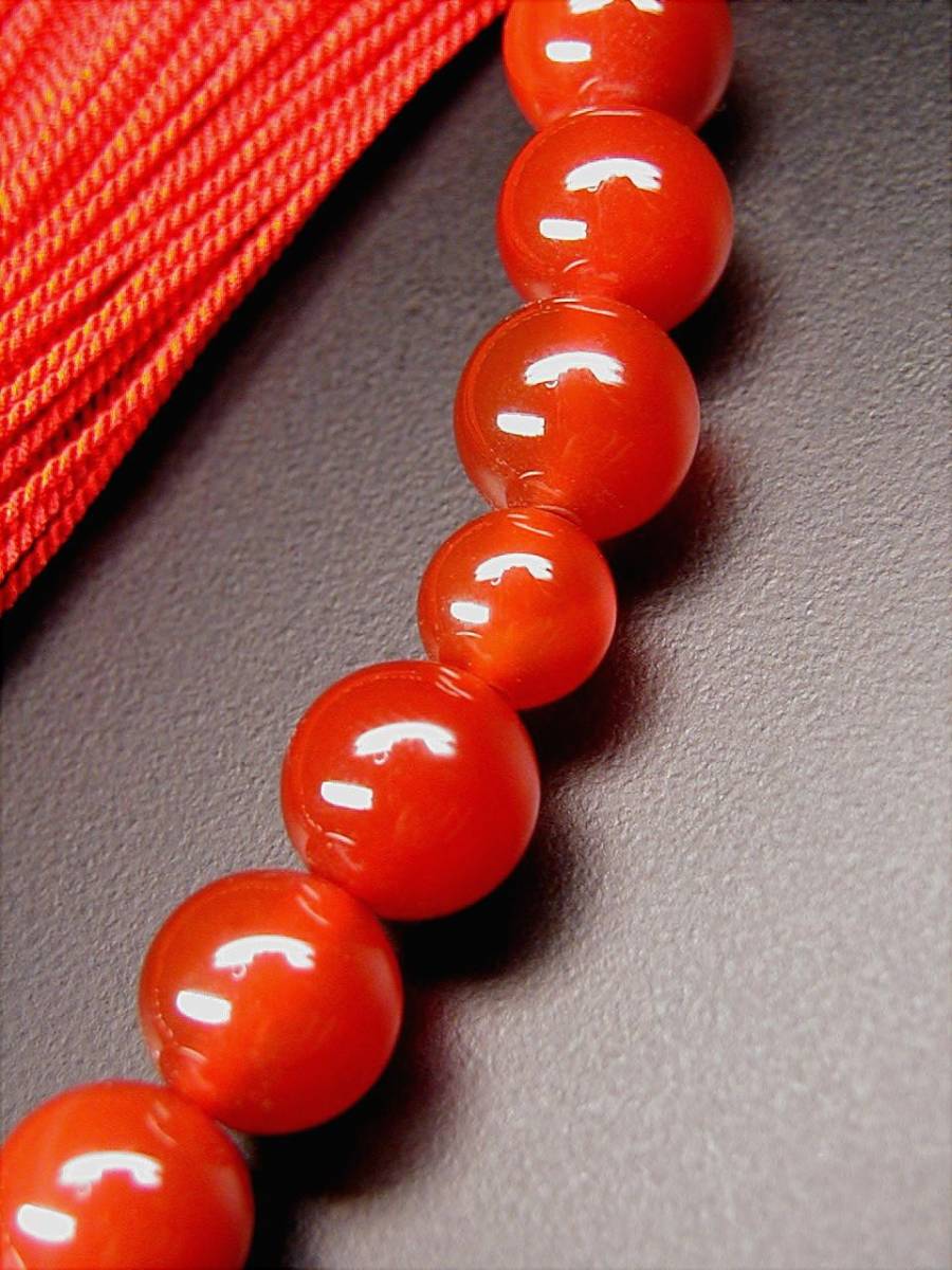 ♪即決【壽】直径10mm天然最高AAA級極品大粒赤瑪瑙数珠 日本製 新品_画像2