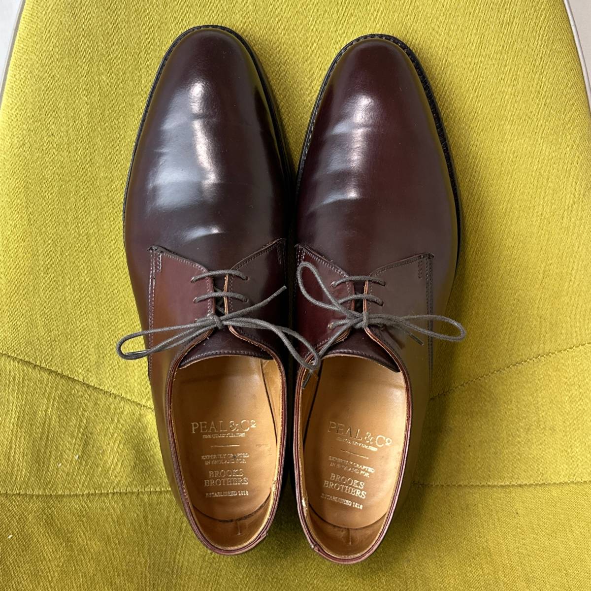 美品 PEAL＆CO Brooks Brothers ピール＆コー ブルックスブラザーズ クロケット製 プレーントゥコードバンシューズ 8D 英国製 26.0相当_画像2