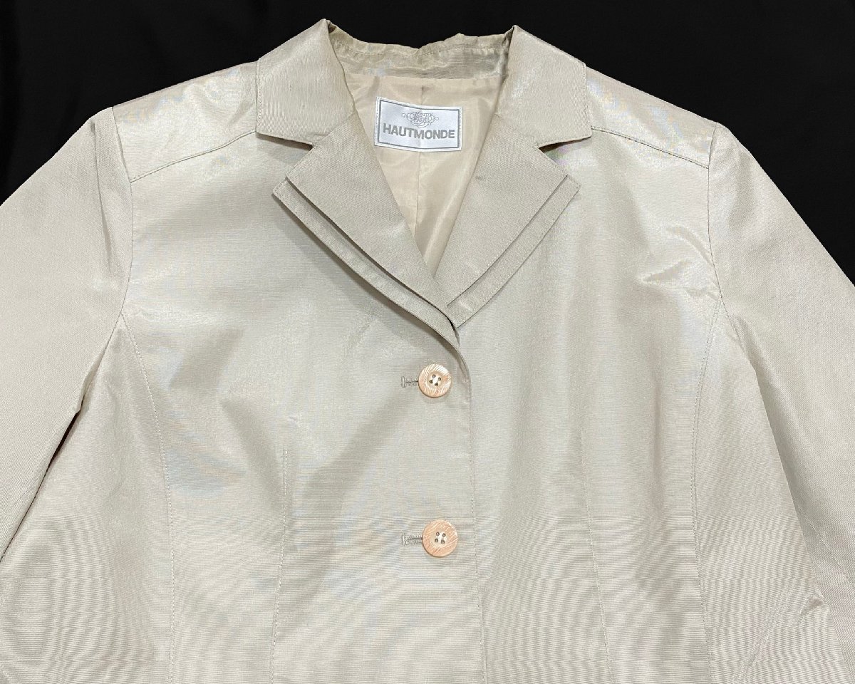 HAUTMONDE オーモンド スプリングコート ジャケット 羽織 ベージュ系 レディース size12 シンプル 上品 上質 オシャレの画像3