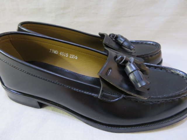 * почти не использовался HARUTA Hal ta стеганый кисточка Loafer чёрный 23.5cm EE женщина студент обувь *