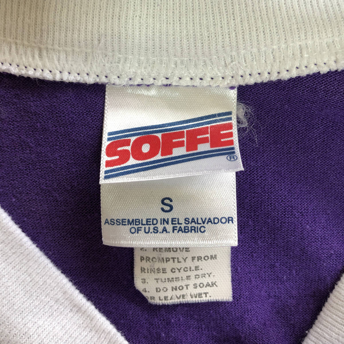 USA 古着 SOFFE 半袖 Tシャツ フットボールTシャツ ロゴ プリント パープル 紫色 メンズS 古着卸 BA0625_画像5