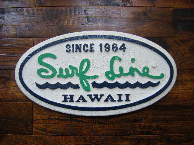 希少!! ★ Surf Line/サーフライン ★ 激レア ヴィンテージ看板 ★ ハワイ オアフ島 購入!! ★ Hawaii Oahu Waikiki AlohaShirts アロハ_画像1