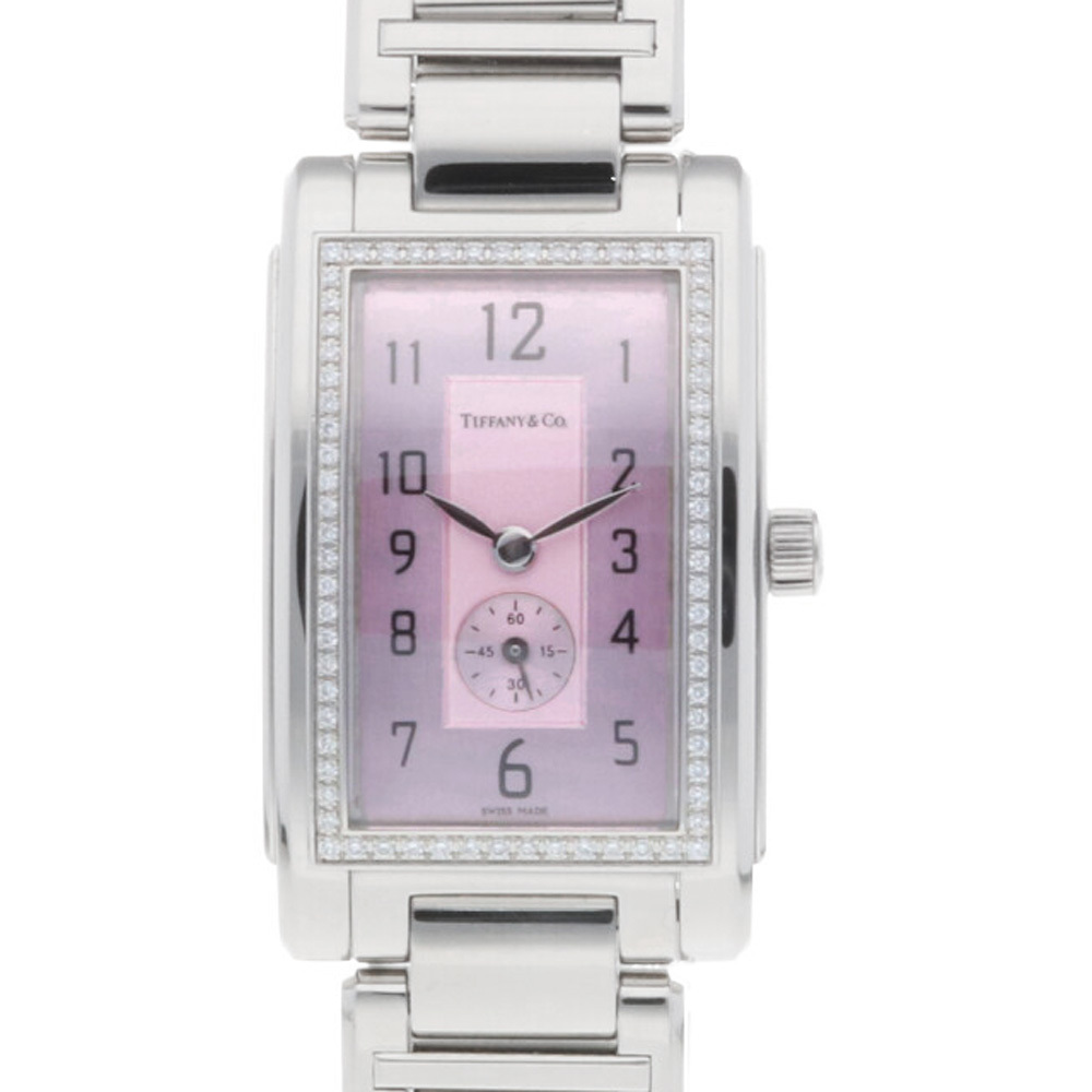 TIFFANY&Co. ティファニー SS 腕時計 ダイヤベゼル グランド レクタンギュラー ステンレススチール 21567833 シルバー ピンク 